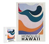Rompecabezas 500 PCS para Adultos Honolulu Hawaii Poster Rompecabezas para Adultos Juego De Ingenio Una Obra De Arte Diversión En Casa Actividades, 500 PCS