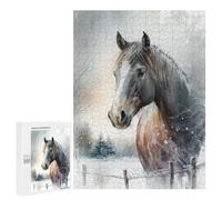 Rompecabezas 500 PCS para Adultos Horse on A Snowy Day Rompecabezas para Adultos Juego De Ingenio Regalo De Cumpleaños Ayuda A Ejercitar El Cerebro 500 PCS