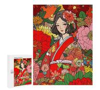 Rompecabezas 500 PCS para Adultos Japan Kimono Girl Flowers Rompecabezas para Adultos Juguete Decoración De Pared Decoración Perfecta Regalos para Reducir El Estrés 500 PCS