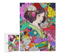 Rompecabezas 500 PCS para Adultos Japan Kimono Manga Girl Rompecabezas para Adultos Juegos Divertidos Vacaciones En Casa Matar El Tiempo para Cumpleaños, Navidad 500 PCS