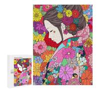 Rompecabezas 500 PCS para Adultos Japanese Kimono Girl Zen Rompecabezas para Adultos Juguetes De Bricolaje Pero Divertidos Y Humorísticos para Cumpleaños, Navidad 500 PCS