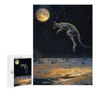 Rompecabezas 500 PCS para Adultos Kangaroo Leaping Under Moonlight Rompecabezas para Adultos Juegos Relajantes Corte De Precisión Oferta como Regalo para Toda La Familia 500 PCS