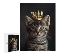 Rompecabezas 500 PCS para Adultos Kitten Cat Cute King Rompecabezas para Adultos Juguetes De Bricolaje Pero Divertidos Y Humorísticos para Cumpleaños, Navidad 500 PCS