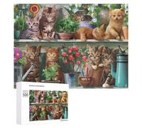 Rompecabezas 500 PCS para Adultos Kittens in A Garden Setting Rompecabezas De Juguete para Decoración De Pared, Divertido Y Humorístico, Cumpleaños 500 PCS