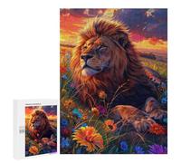 Rompecabezas 500 PCS para Adultos Lion In Field of Flowers Rompecabezas para Adultos Juegos Familiares Carrera De Velocidad Manual Regalos para Amigos Y Familiares 500 PCS