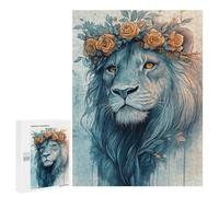 Rompecabezas 500 PCS para Adultos Lion with Floral Crown Rompecabezas para Adultos Juegos Familiares Carrera De Velocidad Manual Regalos para Amigos Y Familiares 500 PCS