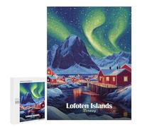 Rompecabezas 500 PCS para Adultos Lofoten Islands Aurora Borealis Rompecabezas para Adultos Juguetes De Bricolaje Pero Divertidos Y Humorísticos para Cumpleaños, Navidad 500 PCS