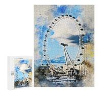 Rompecabezas 500 PCS para Adultos London Eye in Watercolor Rompecabezas para Adultos Juegos Relajantes Corte De Precisión Oferta como Regalo para Toda La Familia 500 PCS