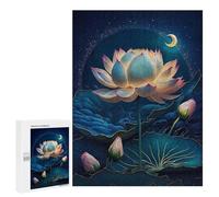 Rompecabezas 500 PCS para Adultos Lotus Night Serenity Rompecabezas De Juguete para Decoración De Pared, Divertido Y Humorístico, Cumpleaños 500 PCS