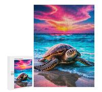 Rompecabezas 500 PCS para Adultos Majestic Sea Turtle at Sunset Rompecabezas para Adultos Juegos Relajantes Corte De Precisión Oferta como Regalo para Toda La Familia 500 PCS
