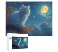 Rompecabezas 500 PCS para Adultos Moonlit Cat in Autumn Rompecabezas para Adultos Juegos Relajantes Decoración Perfecta como Regalo para Toda La Familia 500 PCS