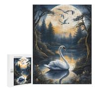 Rompecabezas 500 PCS para Adultos Moonlit Swan Lake Rompecabezas De Juguete para Decoración De Pared, Divertido Y Humorístico, Cumpleaños 500 PCS