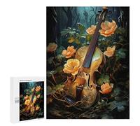Rompecabezas 500 PCS para Adultos Music Violin and Flower Rompecabezas para Adultos Juguete Decoración De Pared Decoración Perfecta Regalos para Reducir El Estrés 500 PCS