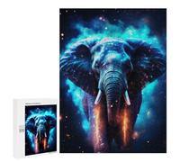 Rompecabezas 500 PCS para Adultos Neon Cyan Elephant Nebulae Rompecabezas para Adultos Juegos Relajantes Corte De Precisión Oferta como Regalo para Toda La Familia 500 PCS