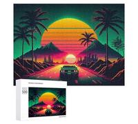 Rompecabezas 500 PCS para Adultos Neon Desert Drive Sunset Rompecabezas para Adultos Juegos Relajantes Decoración Perfecta como Regalo para Toda La Familia 500 PCS