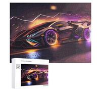 Rompecabezas 500 PCS para Adultos Neon Future Supercar Artwork -1 Rompecabezas De Juguete para Decoración De Pared, Divertido Y Humorístico, Cumpleaños 500 PCS