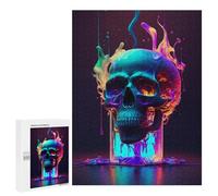 Rompecabezas 500 PCS para Adultos Neon Skull Meltdown Rompecabezas para Adultos Juguetes De Bricolaje Pero Divertidos Y Humorísticos para Cumpleaños, Navidad 500 PCS