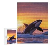 Rompecabezas 500 PCS para Adultos Orca Leaping Sunset in Icy Waters Rompecabezas Juego Familiar Difícil Oferta Difícil como Regalo para Toda La Familia 500 PCS
