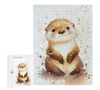 Rompecabezas 500 PCS para Adultos Otter Watercolor Cute Rompecabezas para Adultos Juego De Ingenio Regalo De Cumpleaños Ayuda A Ejercitar El Cerebro 500 PCS