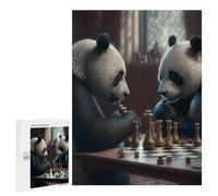 Rompecabezas 500 PCS para Adultos Panda Bears Playing Chess Rompecabezas para Adultos Juego De Ingenio Regalo De Cumpleaños Ayuda A Ejercitar El Cerebro 500 PCS