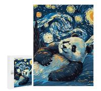 Rompecabezas 500 PCS para Adultos Panda in Starry Night Style Rompecabezas para Adultos Juguete Decoración De Pared Mejora La Memoria Regalo De Cumpleaños, Regalos, 500 PCS