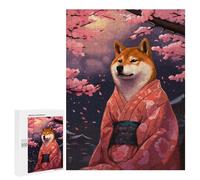 Rompecabezas 500 PCS para Adultos Pixel Art Shiba Inu Sakura Rompecabezas para Adultos Juguete Decoración De Pared Decoración Perfecta Regalos para Reducir El Estrés 500 PCS