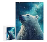 Rompecabezas 500 PCS para Adultos Polar Bear in Starry Sky Rompecabezas para Adultos Juguetes De Bricolaje Pero Divertidos Y Humorísticos para Cumpleaños, Navidad 500 PCS