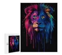 Rompecabezas 500 PCS para Adultos Pop Art Rainbow Lion Portr Rompecabezas para Adultos Juegos Familiares Carrera De Velocidad Manual Regalos para Amigos Y Familiares 500 PCS
