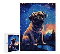 Rompecabezas 500 PCS para Adultos Pug Magical Pixel Art Rompecabezas para Adultos Juguetes De Bricolaje Pero Divertidos Y Humorísticos para Cumpleaños, Navidad 500 PCS