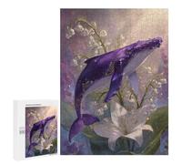 Rompecabezas 500 PCS para Adultos Purple Whale with Flowers-1 Rompecabezas para Adultos Juego De Ingenio Una Obra De Arte Diversión En Casa Actividades, 500 PCS
