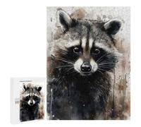 Rompecabezas 500 PCS para Adultos Raccoon Beauty Black Ink Rompecabezas para Adultos Juego De Ingenio Regalo De Cumpleaños Ayuda A Ejercitar El Cerebro 500 PCS