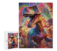 Rompecabezas 500 PCS para Adultos Rainbow Dinosaur Fantasy Rompecabezas para Adultos Juegos Relajantes Decoración Perfecta como Regalo para Toda La Familia 500 PCS
