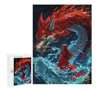 Rompecabezas 500 PCS para Adultos Red Dragon and Woman in Water Rompecabezas Juguetes Antiestrés para La Diversión Familiar Oferta como Regalos para Toda La Familia 500 PCS