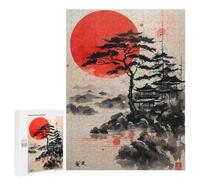 Rompecabezas 500 PCS para Adultos Red Sun Pagoda Rompecabezas para Adultos Juegos Divertidos Vacaciones En Casa Matar El Tiempo para Cumpleaños, Navidad 500 PCS