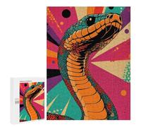 Rompecabezas 500 PCS para Adultos Retro Snake Art Cobra Pop Art Print Snake Art Rompecabezas para Adultos Juegos Relajantes Corte De Precisión Oferta como Regalo para Toda La Familia 500 PCS