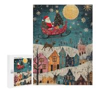 Rompecabezas 500 PCS para Adultos Santas Christmas Eve Flight Rompecabezas para Adultos Juguetes De Bricolaje Pero Divertidos Y Humorísticos para Cumpleaños, Navidad 500 PCS