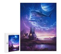Rompecabezas 500 PCS para Adultos Sharks in The Sky A Surreal Fantasy Scene Rompecabezas para Adolescentes Juguete Decoración De Pared Decoración Desafiante De Completar 500 PCS