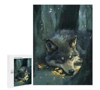 Rompecabezas 500 PCS para Adultos Sleeping Wolf in Forest Rompecabezas para Adultos Juguetes De Bricolaje Pero Divertidos Y Humorísticos para Cumpleaños, Navidad 500 PCS