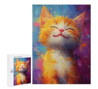 Rompecabezas 500 PCS para Adultos Smile of Joyful Cat Rompecabezas para Adultos Juguete Decoración De Pared Decoración Perfecta Regalos para Reducir El Estrés 500 PCS