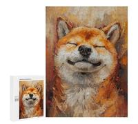 Rompecabezas 500 PCS para Adultos Smiling Shiba Inu Oil Painting Rompecabezas para Adultos Juguete Decoración De Pared Decoración Perfecta Regalos para Reducir El Estrés 500 PCS
