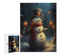Rompecabezas 500 PCS para Adultos Smiling Snowman with Candles Rompecabezas para Adultos Juegos Divertidos Vacaciones En Casa Matar El Tiempo para Cumpleaños, Navidad 500 PCS