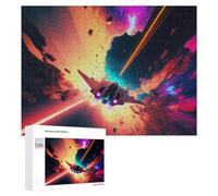 Rompecabezas 500 PCS para Adultos Spacecraft in Fiery Cosmic Collision Rompecabezas para Adultos Juegos Relajantes Decoración Perfecta como Regalo para Toda La Familia 500 PCS