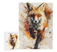 Rompecabezas 500 PCS para Adultos Splash Watercolor Fox Rompecabezas para Adultos Juegos Familiares Carrera De Velocidad Manual Regalos para Amigos Y Familiares 500 PCS