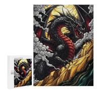 Rompecabezas 500 PCS para Adultos Stained Glass Dragon Illustration Rompecabezas para Adultos Juguete Decoración De Pared Mejora La Memoria Regalo De Cumpleaños, Regalos, 500 PCS