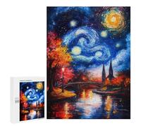 Rompecabezas 500 PCS para Adultos Starry Night Over Cityscape Rompecabezas para Adultos Juguete Decoración De Pared Decoración Perfecta Regalos para Reducir El Estrés 500 PCS