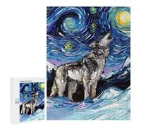 Rompecabezas 500 PCS para Adultos Starry Night Wolf Rompecabezas para Adultos Juegos Familiares Carrera De Velocidad Manual Regalos para Amigos Y Familiares 500 PCS