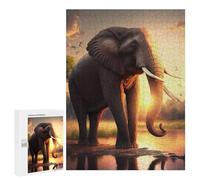 Rompecabezas 500 PCS para Adultos Sunset Elephant Majesty Rompecabezas para Adultos Juguete Decoración De Pared Decoración Perfecta Regalos para Reducir El Estrés 500 PCS