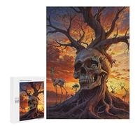 Rompecabezas 500 PCS para Adultos Surreal Sunset Skull Tree Rompecabezas para Adultos Juego De Ingenio Regalo De Cumpleaños Ayuda A Ejercitar El Cerebro 500 PCS