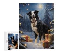 Rompecabezas 500 PCS para Adultos Sweet Border Collie Xmas Rompecabezas para Adultos Juegos Relajantes Corte De Precisión Oferta como Regalo para Toda La Familia 500 PCS