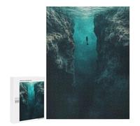 Rompecabezas 500 PCS para Adultos Thalassophobia Underwater Diver Between Cliffs Rompecabezas Juego Familiar Difícil Oferta Difícil como Regalo para Toda La Familia 500 PCS
